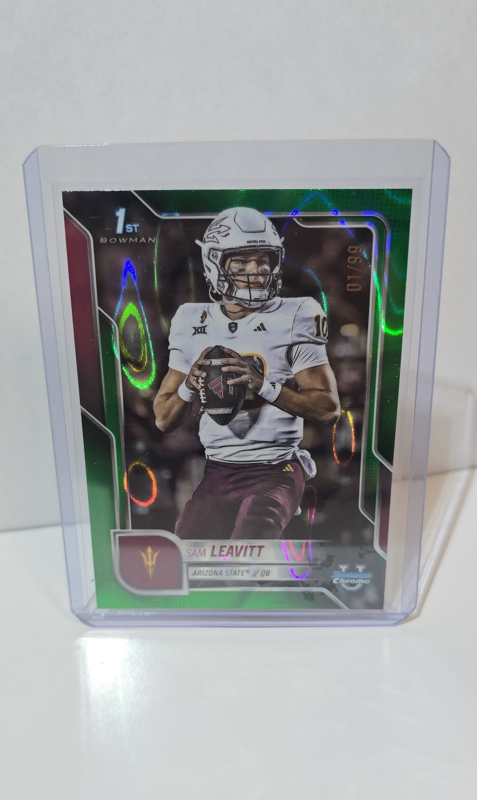 2025 Bowman University Chrome - Sam Leavitt #195 Green Lava Refractor #1/99 (RC)
