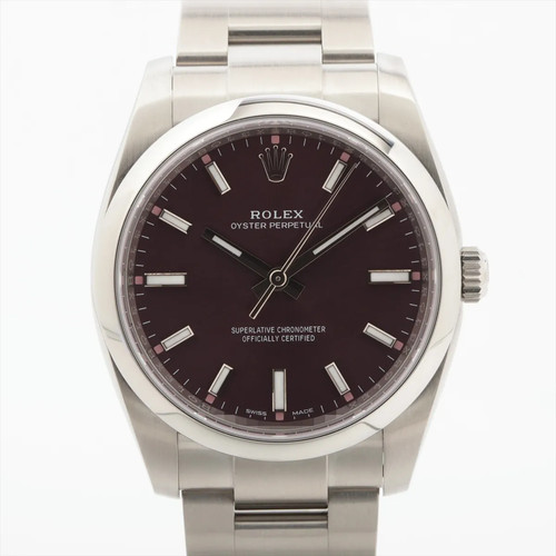 Rolex 114200 SS SS AT Red grape dial