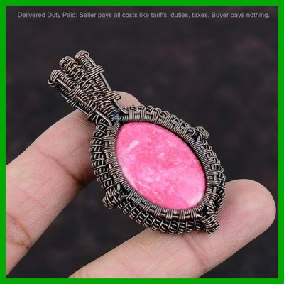 Copper Oval Natural Thulite Engagement New Wire Wrapped Wedding Pendant Jewelry