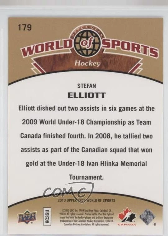 2010 Upper Deck World of Sports Stefan Elliott #179 - Image 2 of 2