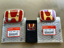 3 x Red H Emblem Front Rear Steering Badge Fi...