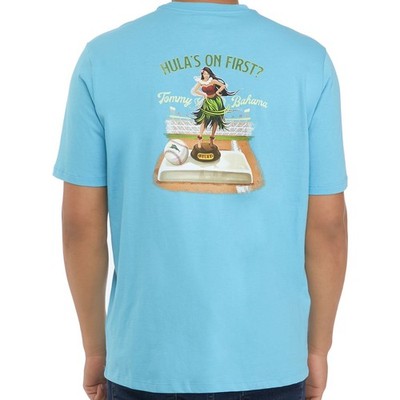 Tommy Bahama 'Hula's on First' Graphic Tee - Turquoise Haze - 100% Cotton - Men'