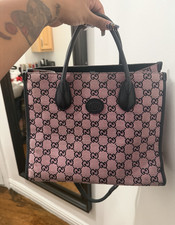 Gucci GG Monogram Pink/Black Medium Tote Bag ...