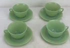 8pc Set of 4 Firking Fire king Jane Ray Jadeite JADITE Cups & Saucers Excellent!