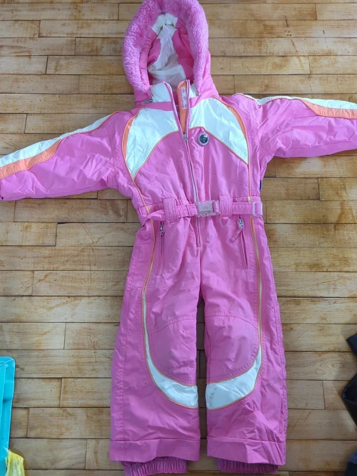 De Colección Obermeyer Traje de Nieve Esquí Talla 3 Niñas Rosa Crezco Piel Sintética Capucha Desmontable Foto 3 de 4