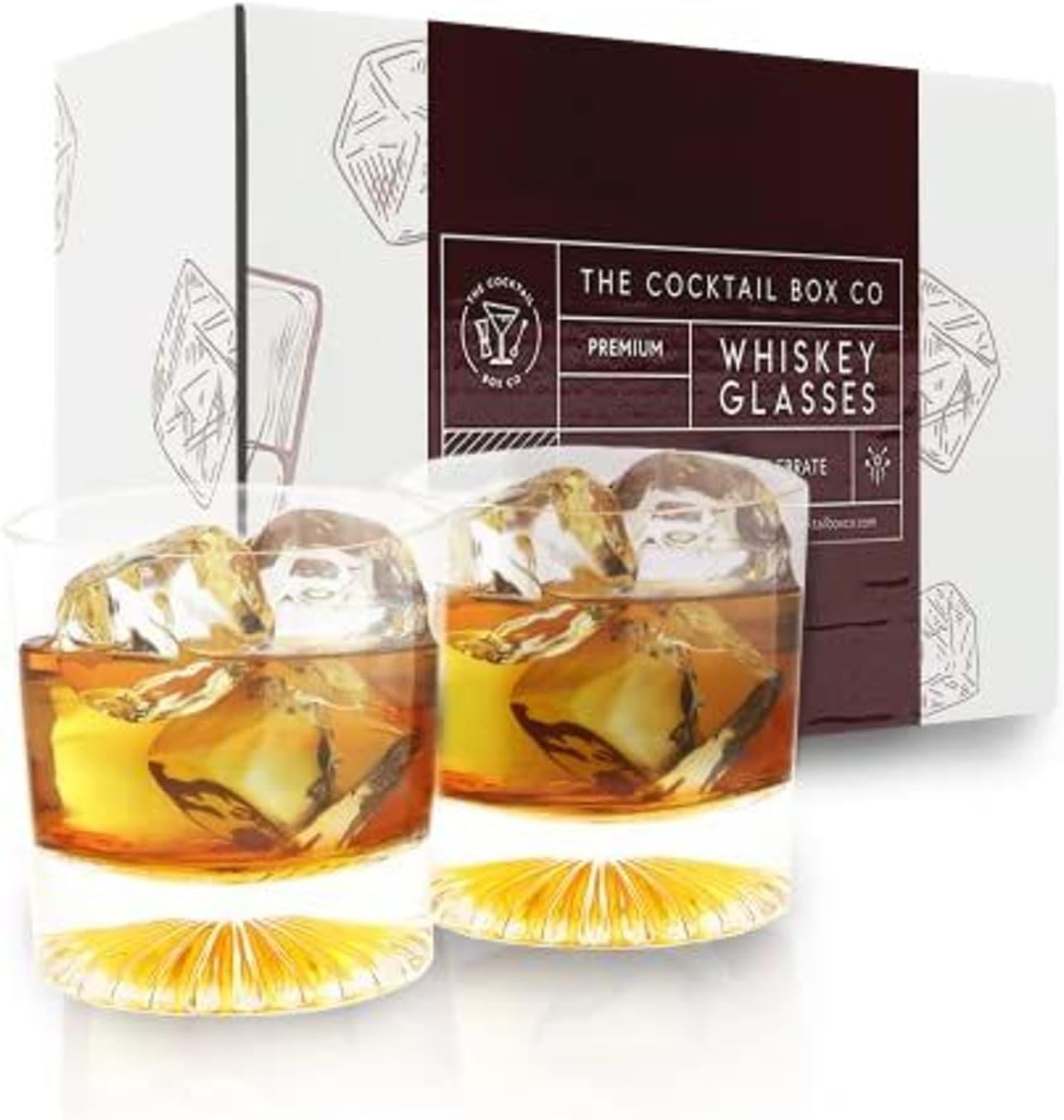 The Cocktail Box Co. Whiskey Glasses Set of 2 Featuring Bourbon & Old Fashioned 