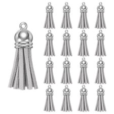 200Pcs Keychain Tassels Bulk Leather Tassels for Crafts Light Grey