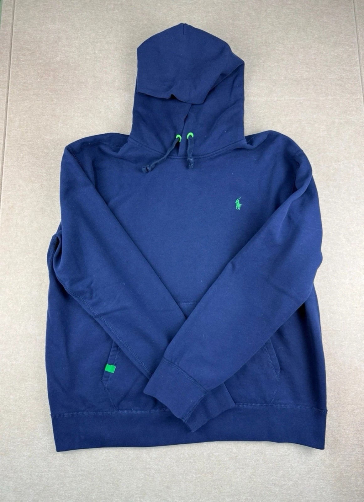 Polo Ralph Lauren Felpa Uomo XL Blu Verde Pony Hoodie