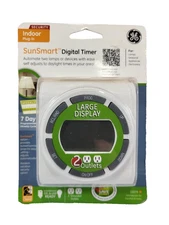 New GE SunSmart Indoor Plug-In Digital 7-Day Programmable Timer 2 Outlets 15079