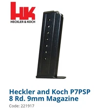 HK P7 Magazine BRAND NEW In Wrapper H&K P7PSP P7 PSP P7M8 P7M13 P7M10 Rare HTF