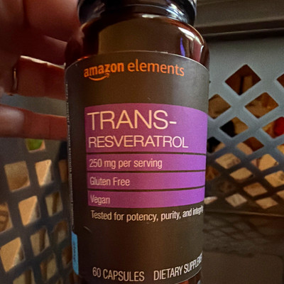 Amazon Elements Trans-Resveratrol 250mg 60 Capsules Gluten-Free Vegan