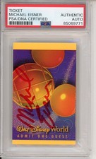 MICHAEL EISNER SIGNED 1998 DISNEY WORLD VINTAGE TICKET PSA DNA COA AUTOGRAPHED