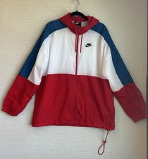 Nike Retro Red White Blue Sportwear Lightweight Windrunner Hooded LG Jacket USA