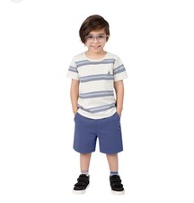 NWT  VOLCOM KIDS  Boy 2-PIECE SET Shirt  Short blue/ White Sz 2T