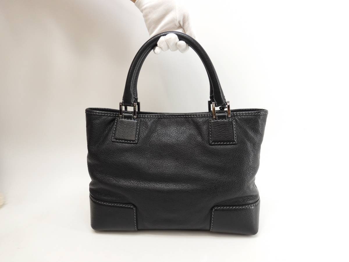LOEWE Fusta 30 Handbag Black Leather Silver Hardware Rare