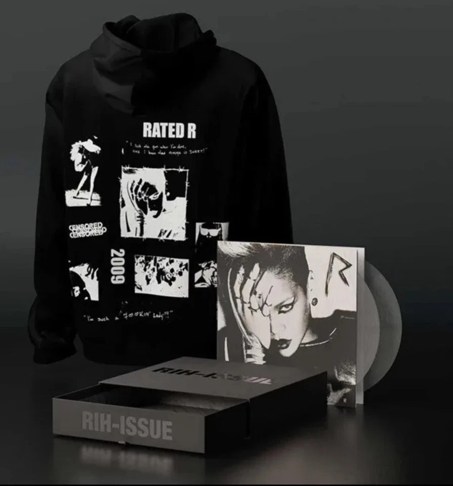 Rihanna Rated R Rih-Issue Limited Edition Vinyl Record & Medium Hoodie NEW 2 LP Foto 2 de 4