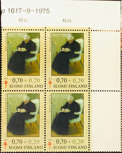 Finland #Mi773 MNH 1975 Paintings Schjerfbeck House [UR Corner Block][B205]