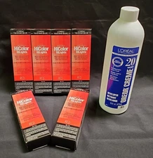 L'Oreal Excellence HiColor Red 1.2 oz (6 Pack) with 16oz 20 Volume Oreor Creme