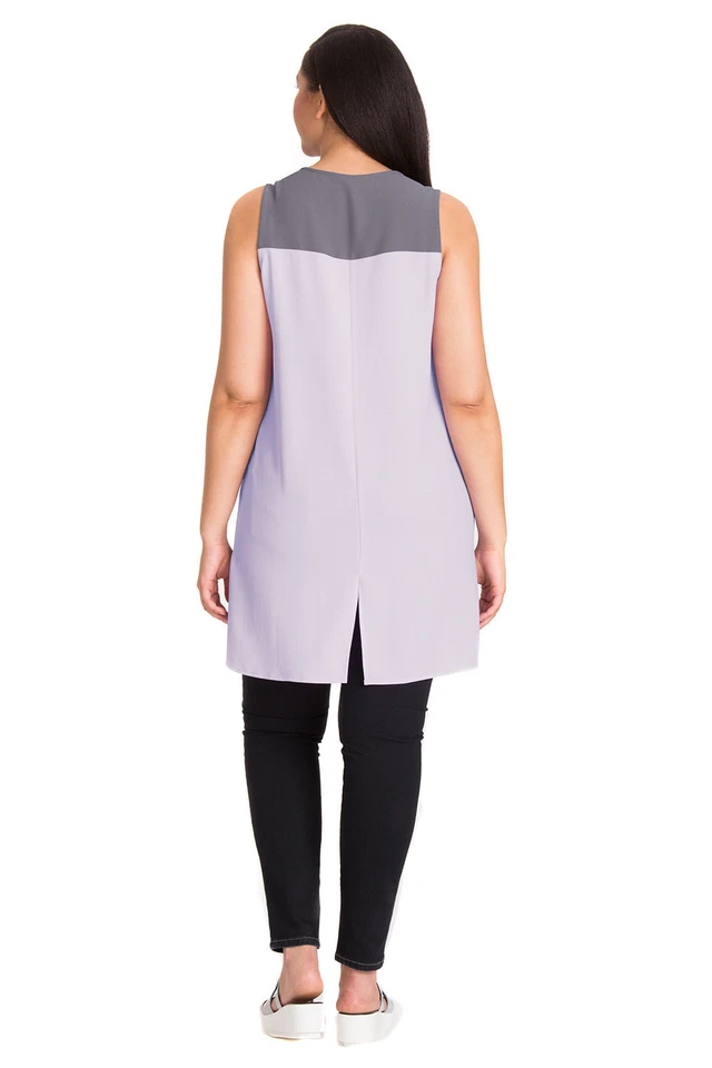 Túnica MYNT 1792 para mujer talla grande bloques de colores en orquídea/gris 1X  Foto 4 de 4