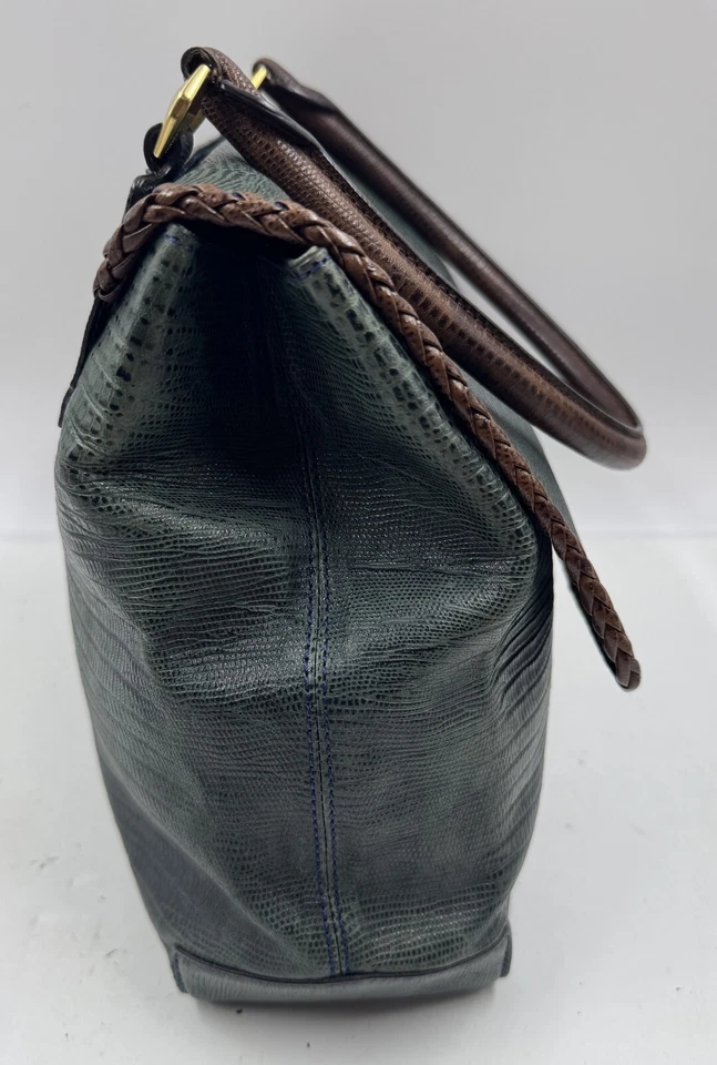 Bolso de hombro Bruno Magli para mujer verde marrón con cremallera bolsillo interior Foto 3 de 4