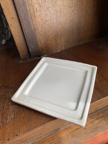 Bennington Pottery Square White Agate Cube Planter 3.5” & Underplate #1844 - Picture 3 of 7