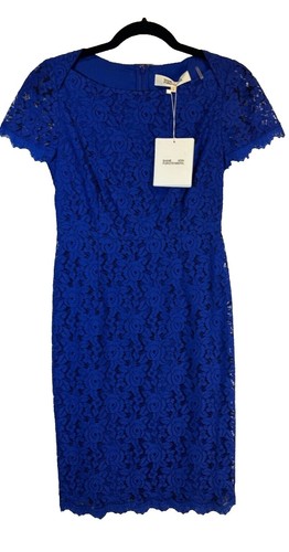 Diane Von Furstenberg DVF Livona Lace Dress Navy Blue SIZE 0 Tiered Layer |  eBay
