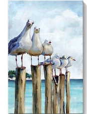 SUMGAR Ocean Wall Art Coastal Sea Bird Artwork Framed Prints Wall Decor Teal