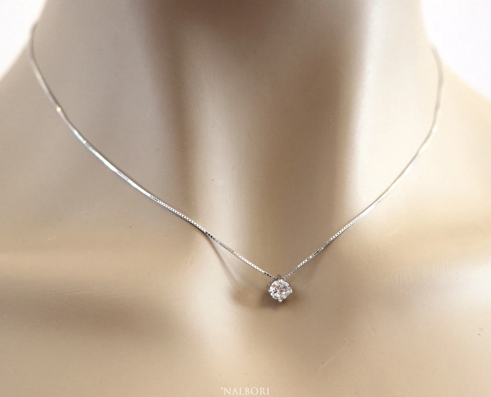 collana argento 925 collier donna ciondolo punto luce brillante passante 5mm - Immagine 2 di 4