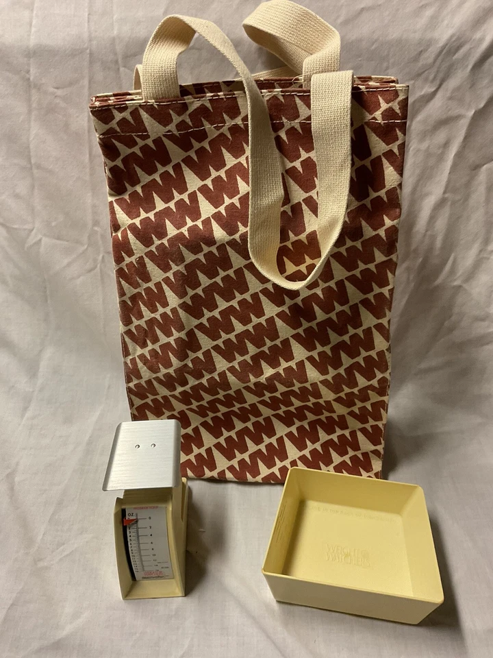 Escala Weight Watchers vintage años 70 - bandeja rectangular - y bolso reutilizable de lona Foto 2 de 4