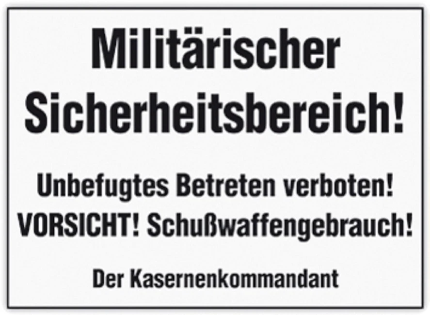 MILITÄRISCHER SICHERHEITSBEREICH !!! 10x15 cm Blechkarte Blechschild 302-083