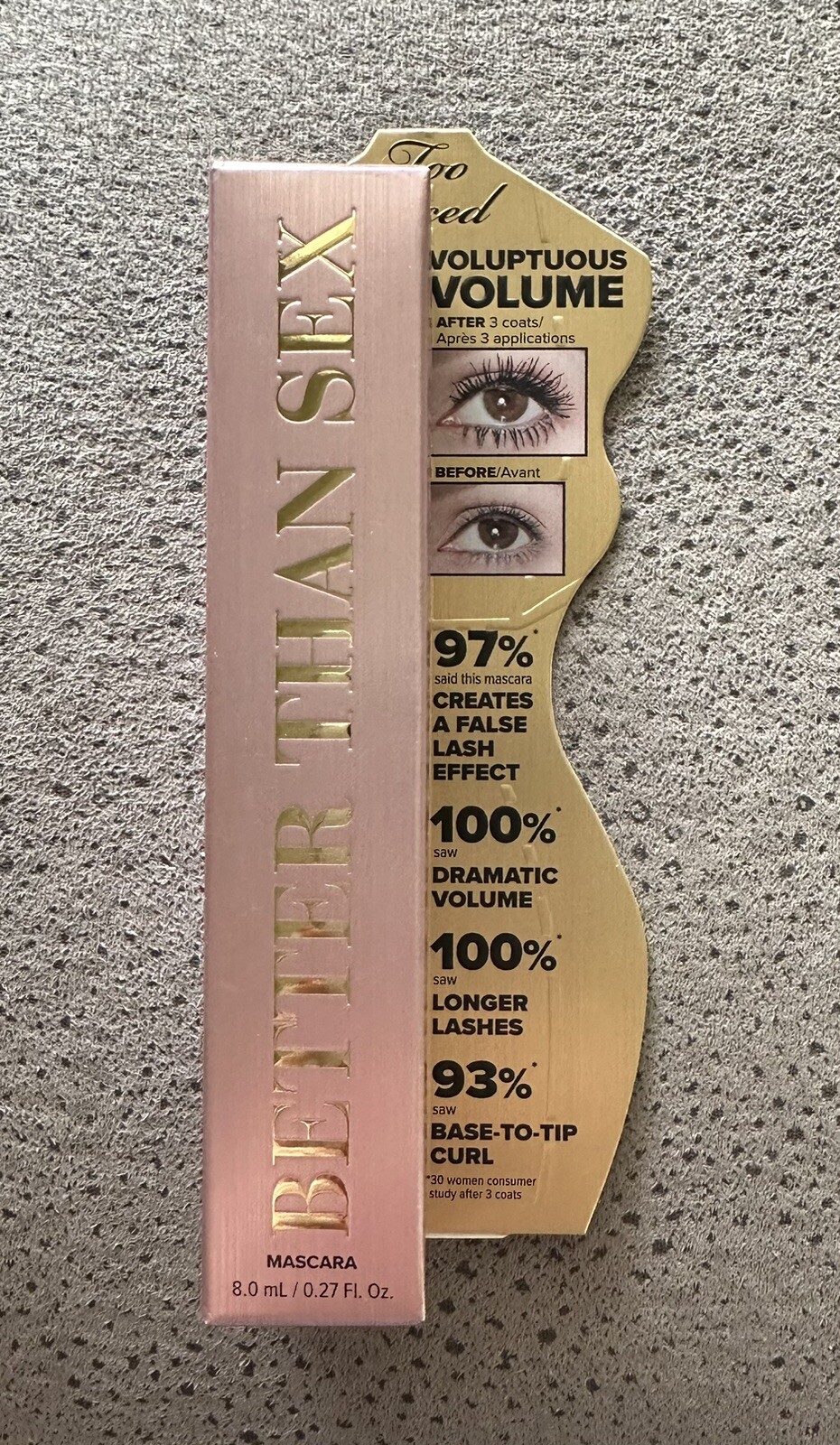 Too Faced Better Than Sex Volumizing & Lengthening Mascara, Black - 0.27oz, New
