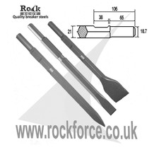 Set di 3 acciai frantoi per Kango K900/950 - scalpello a punta, scalpello e scalpello largo 50 mm