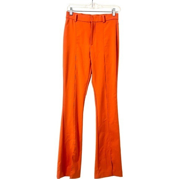 ZARA Flare Leg Open Front Slit Pants in Orange Size M | eBay
