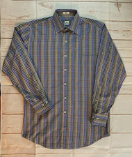 Peter Millar Mens Multicolor Plaid Cotton Button Down Shirt Long Sleeve Medium M