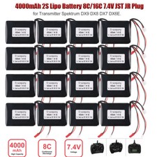 4000mAh 2S Lipo-Akku 8C/ 16C 7,4 V JST JR-Stecker für Spektrum DX9 DX8 DX7 DX6E