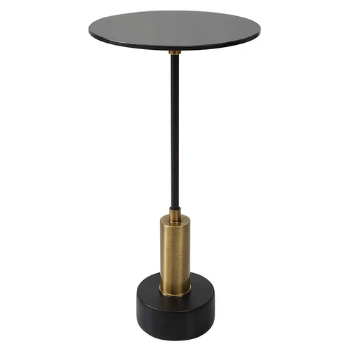 Spector Modern Accent Drink Table Marble Black Glass Uttermost 25242 - Picture 1 of 5
