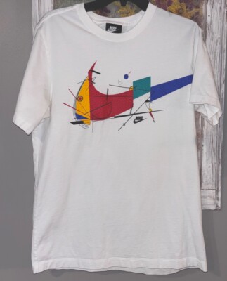Nike Game Changer White Colorful Basketball Textured Swoosh Logo TShirt Size M