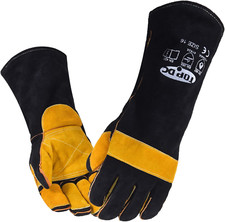 Guantes Soldadura 16 Pulgadas 932? Resistente Fuego Cuero Mig Tig BBQ Manejo