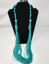 New LB Turquoise Multi Strand Beaded Statement Fashion Womens Necklace India 20"
