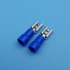 100Pcs Blue Female 4.8mm Spade Quick Disconnect 16-14 AWG Wire Crimp Terminals