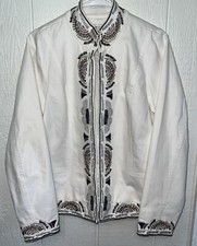 Coldwater Creek Women s Embroidered/Beaded Jacket Large White Aztec Southwest