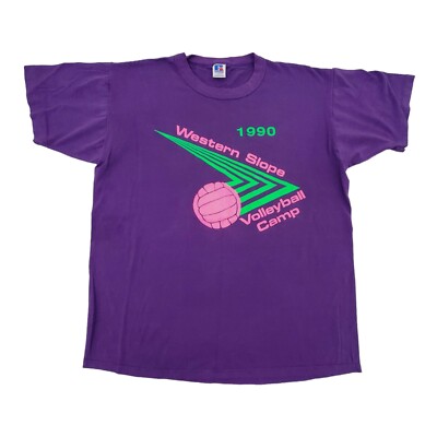 Vintage 90s Volleyball Camp L T-shirt Russell Athletic