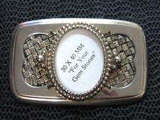 WESTERN GEMSTONE HOLDER COWBOY COWGIRL BELT BUCKLE VINTAGE RARE 1980s USA
