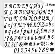 12 Sheets Glitter Letter Stickers,Self Adhesive Alphabet 1 Inch Glitter Black
