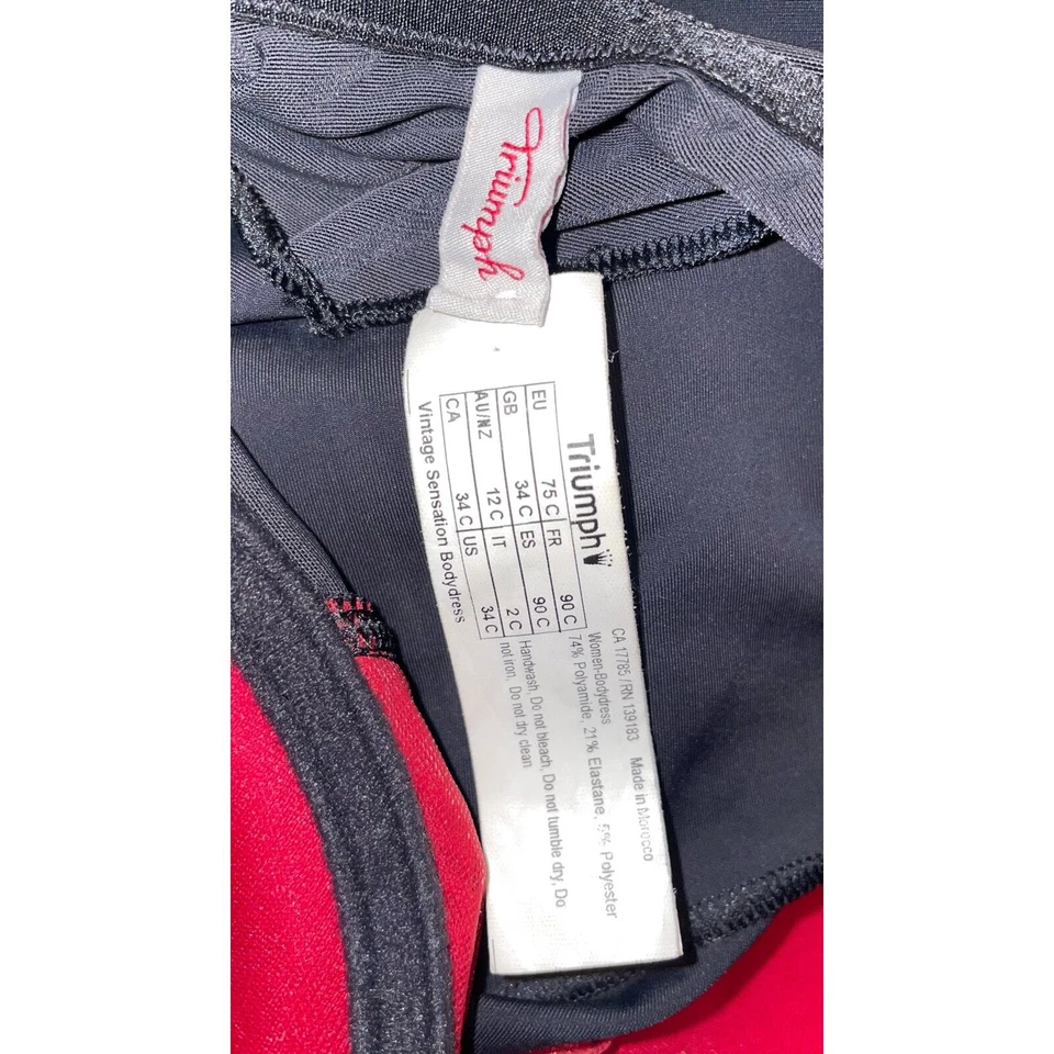 TRIUMPH черный красный кружевной отделки винтажный Sensation боди размер: США 34C - Изображение 3 из 3