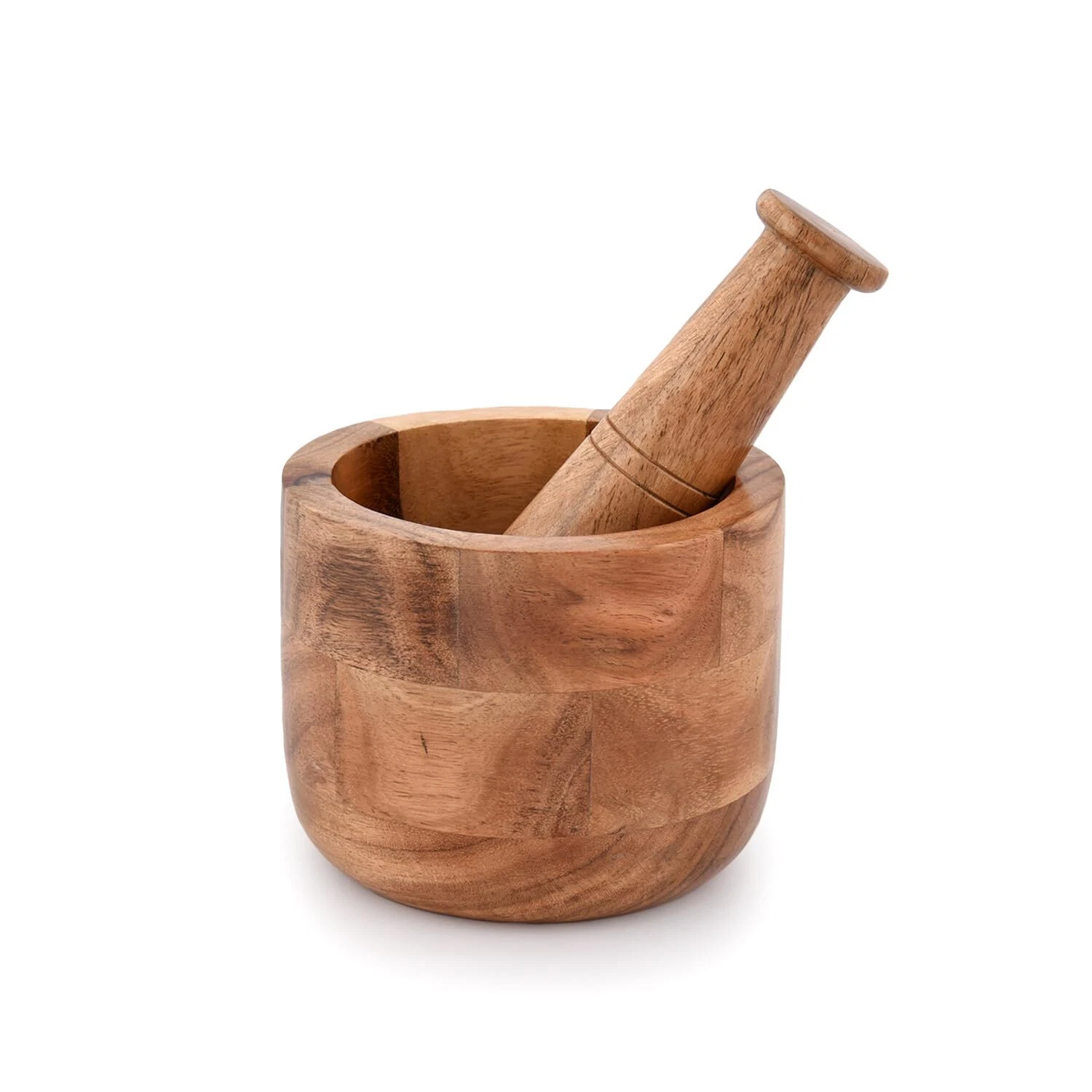 Acacia Wood Mortar and Pestle for Garlic Pepper Herb Crusher Kitchen Utensil