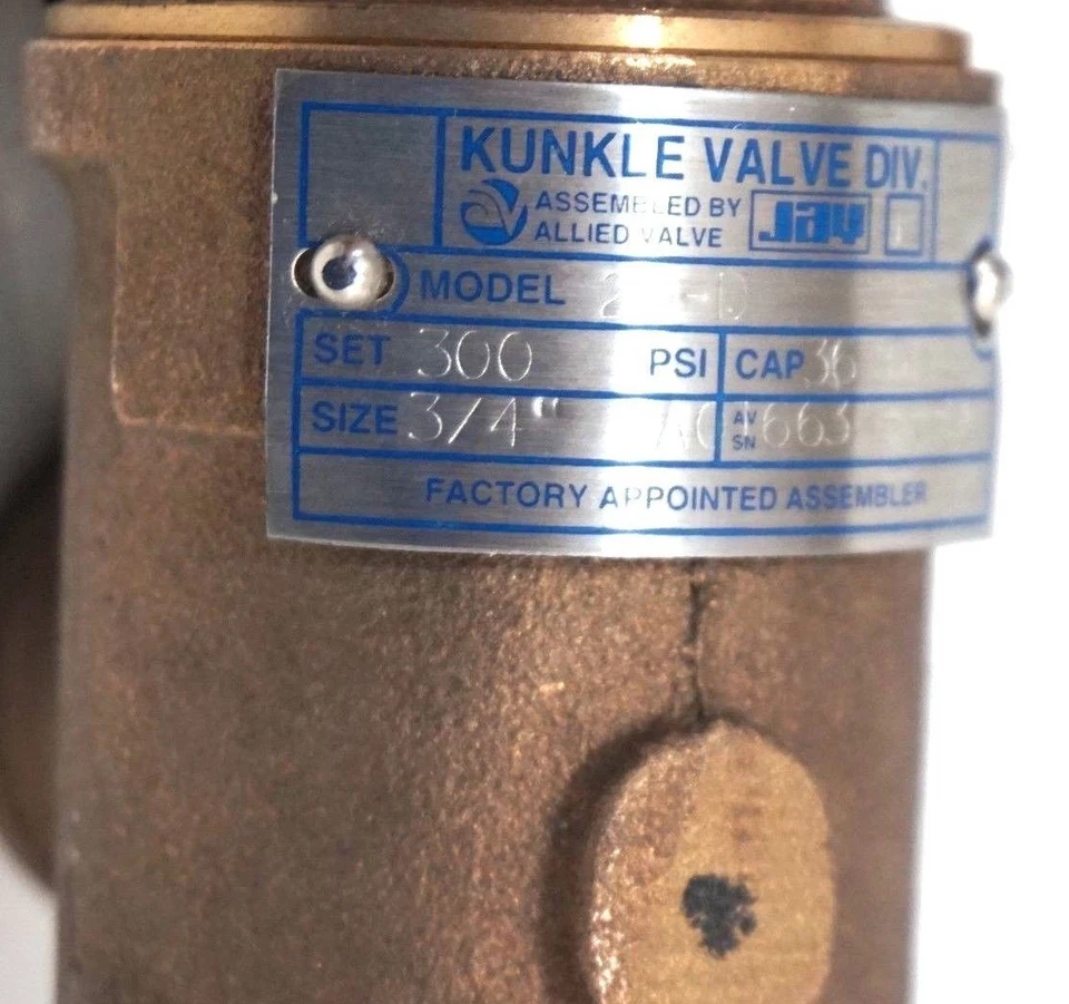 NEW KUNKLE 0020-D01-MG0010 RELIEF VALVE 3/4" 0020D01MG0010 - Image 2 of 3