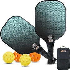 Pickleball Starter Set, Fiberglass Paddles with Bag and Balls, Comfortable Grip