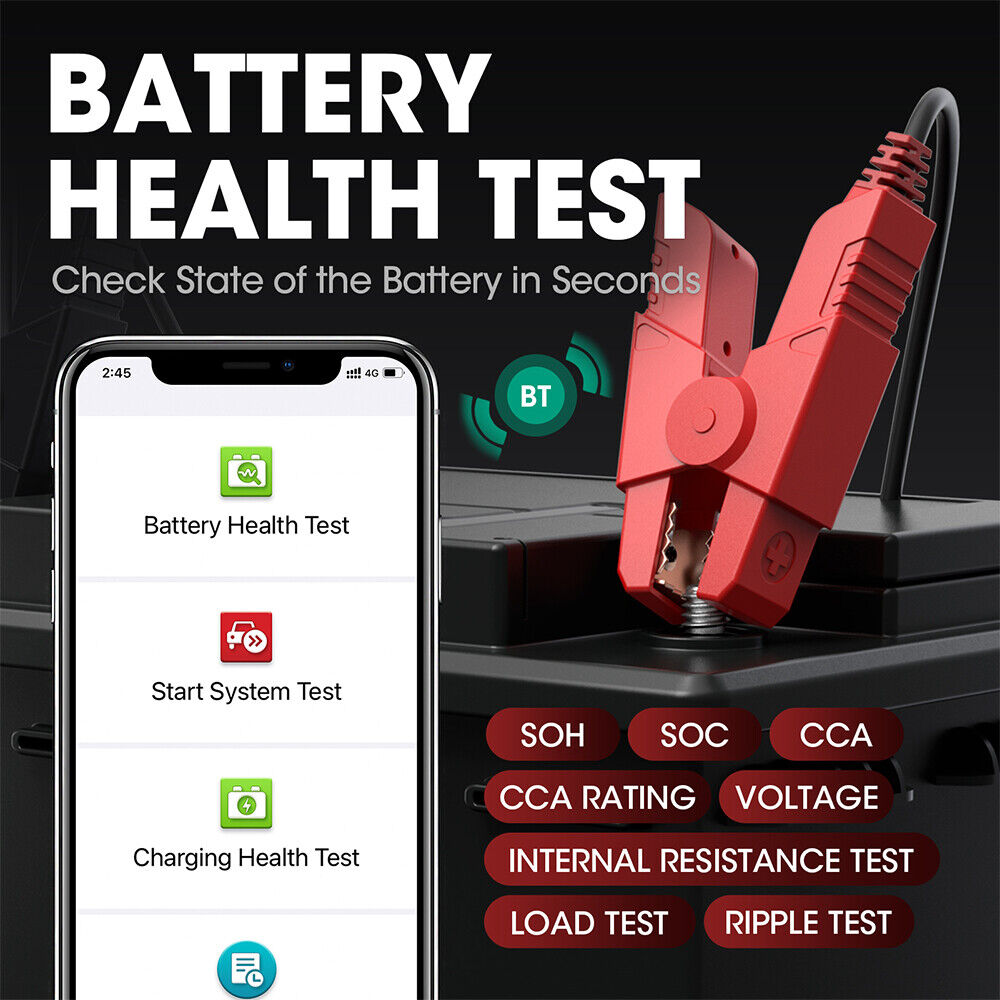 LAUNCH Automotive Car Battery Tester Clip Clamp Bluetooth Charging Cranking Test