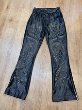 AKIRA Gone Bad Studded Pant Black Faux Leather Zipper Hem Pants